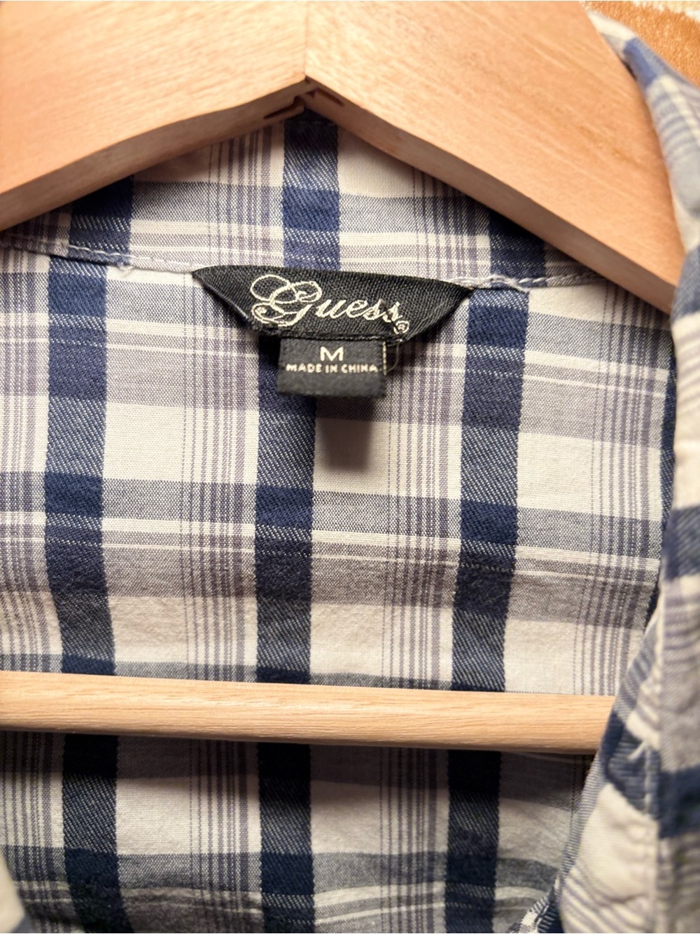 Guess Navy Plaid Fitted Button Down Shirt Y2K Western Women’s Americana - Picture 3 of 12